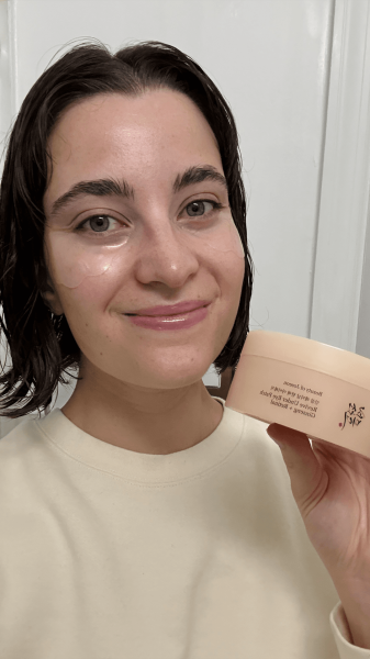 Allure senior commerce editor Sarah Felbin wearing the Beauty of Joseon Revive Under Eye Patch